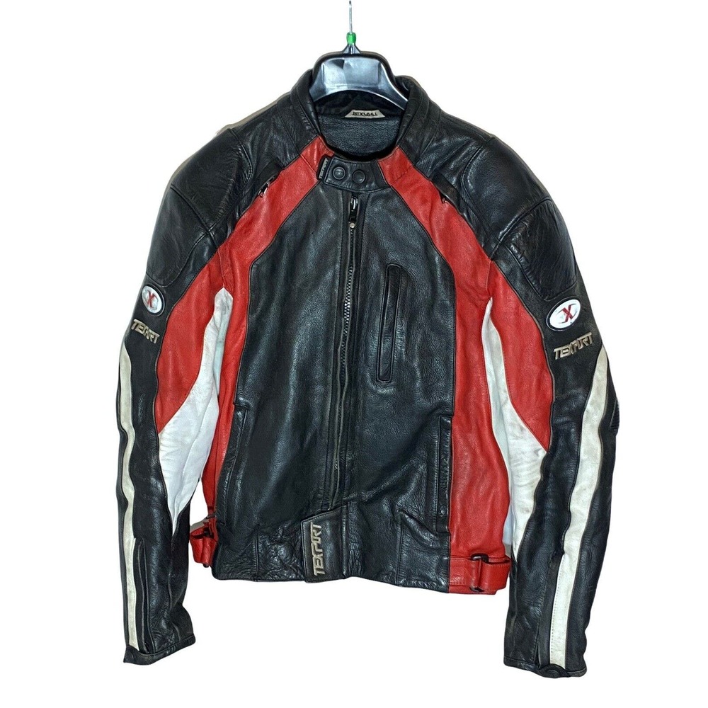 motorcycle jacket black and red size medium TEXPORT LEATHER
